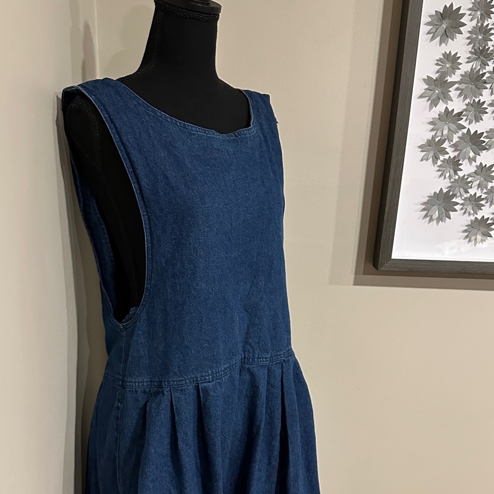 *WOOLRICH* Vintage Dark Blue Wash Denim Sleeveless Dress Size XL - Picture 3 of 8
